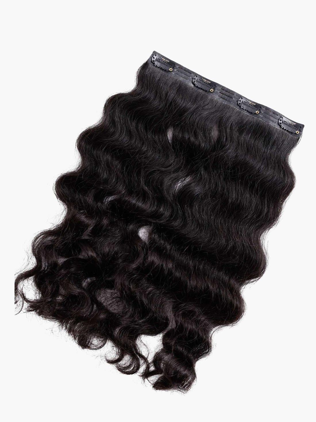 Curly clip-in hair extensions.