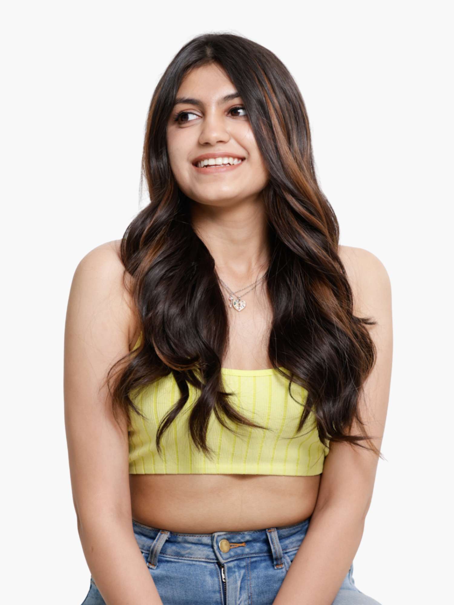 Female posing with wavy hair after styling