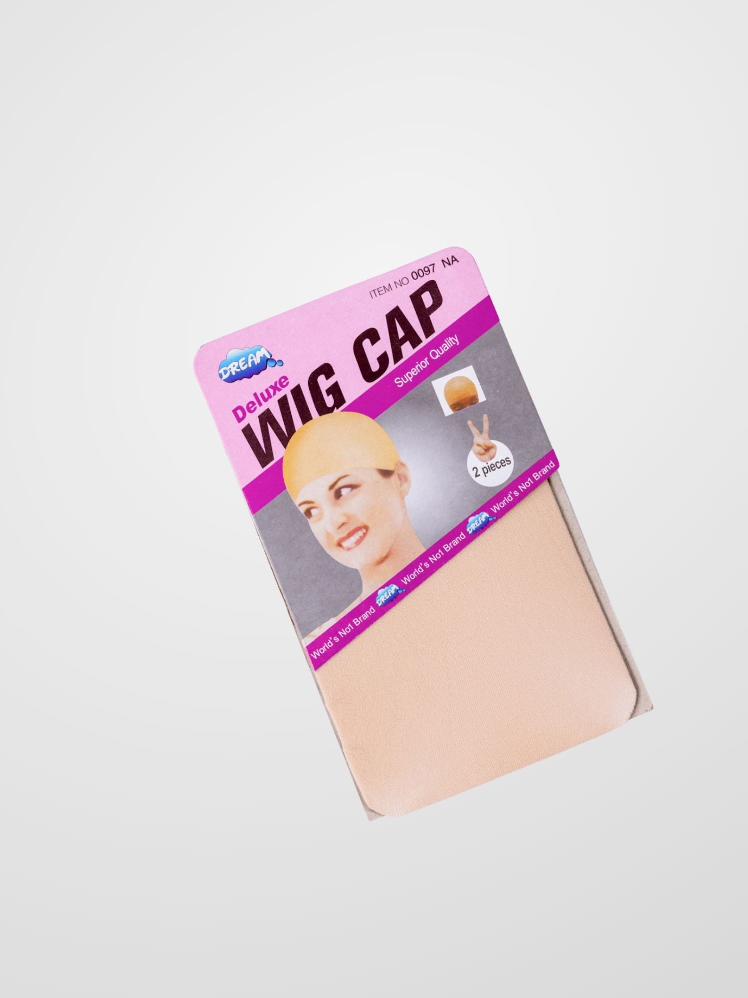 Package of a wig cap for women against a white background.