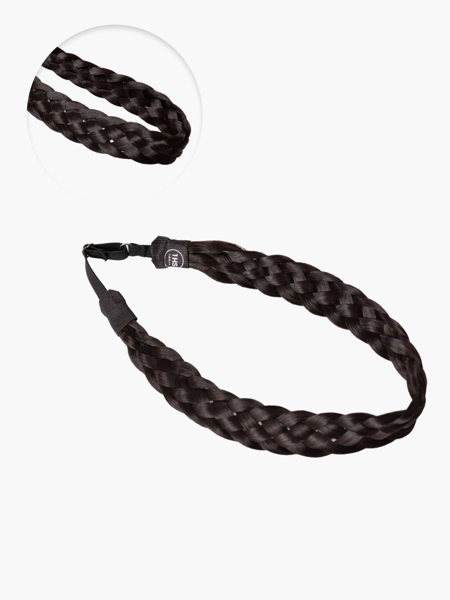Braided hairband with an elastic band.