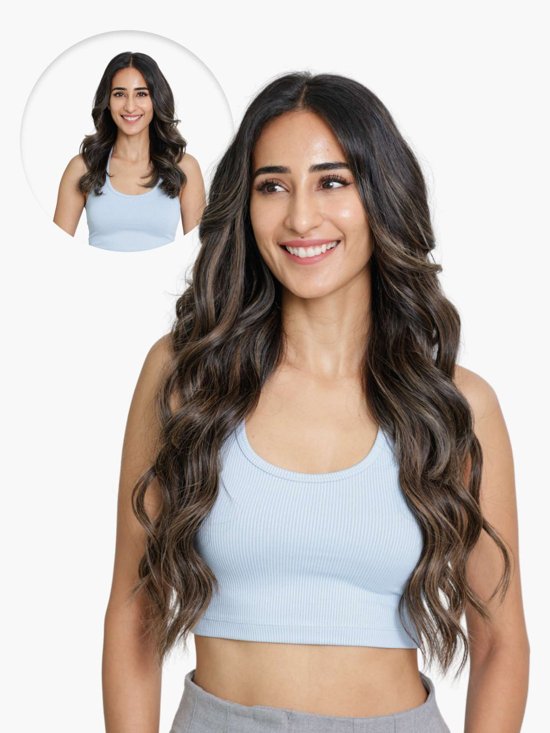 Ash Blonde Balayage Seamless 7 Set Clip-in Extensions