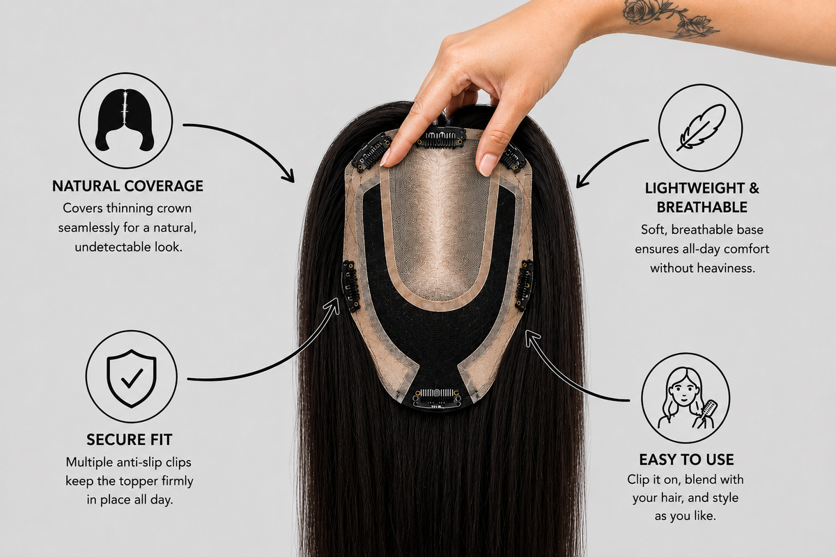 Hair Topper For Thinning Crown
