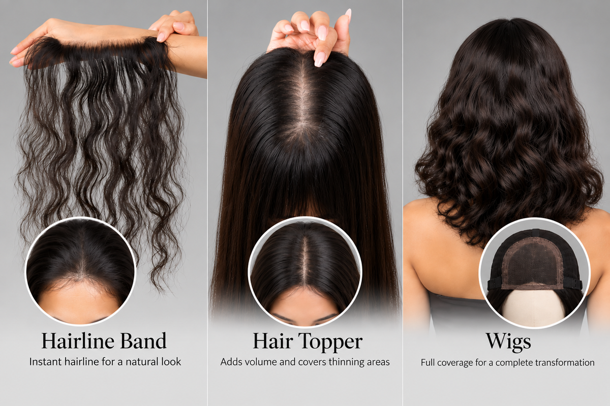 Hairline Band vs Hair Topper vs Wig