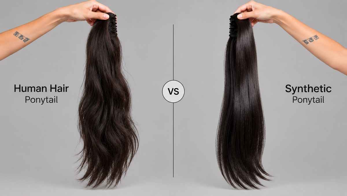 Human Hair Ponytail vs Synthetic Ponytail